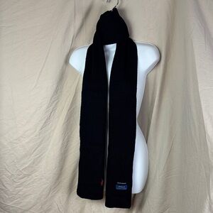 Polo Ralph Lauren icon logo merino wool unisex scarf black ribbed wool